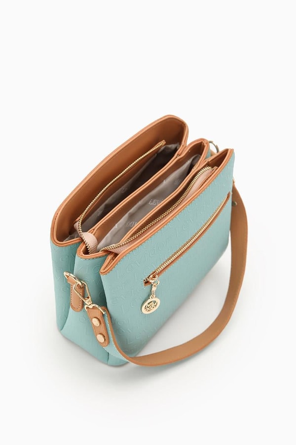 LevidorLevidor Su Yeşili Basıkılı El Çantası