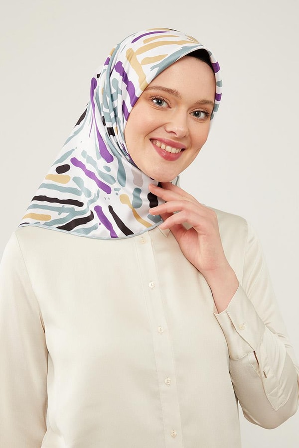 LevidorLevidor Su Yeşili Fırça Desen Twill Eşarp