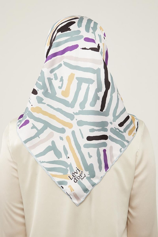 LevidorLevidor Su Yeşili Fırça Desen Twill Eşarp