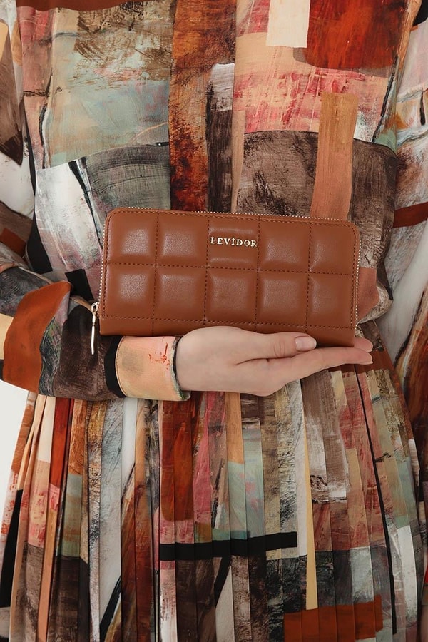 LevidorLevidor Taba Ekose Dikiş Detaylı Cüzdan