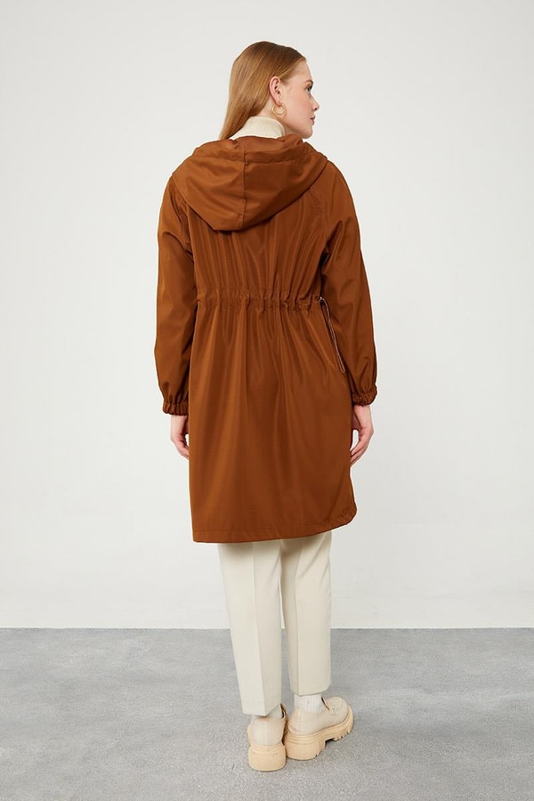 LevidorLevidor Taba Kapüşonlu Fermuar Kapama Trençkot