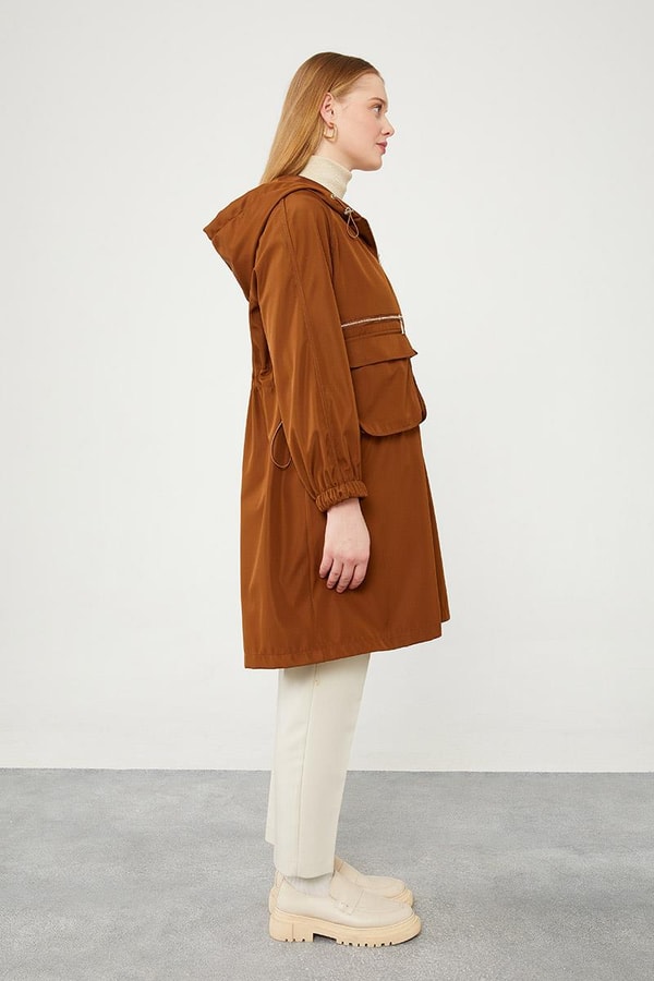 LevidorLevidor Taba Kapüşonlu Fermuar Kapama Trençkot