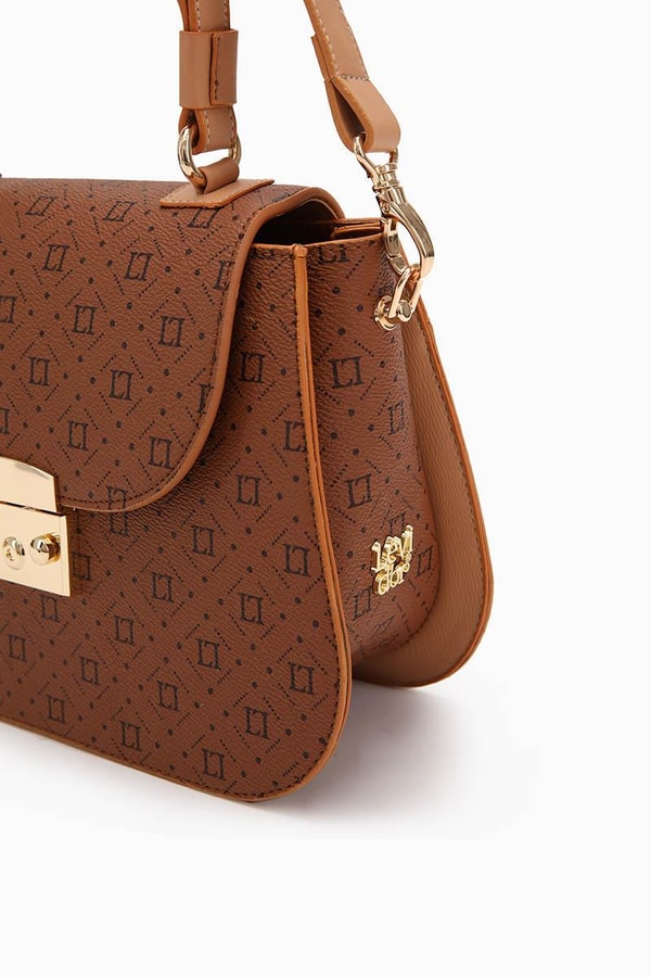 LevidorLevidor Taba Monogram Baskılı Klipsli El Çantası