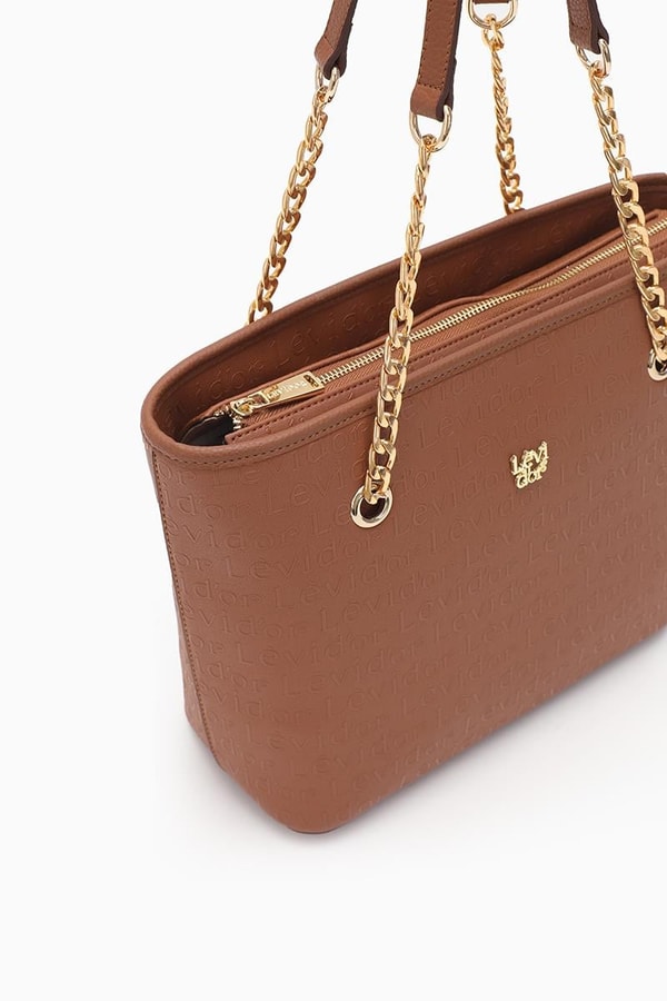 LevidorLevidor Taba Monogram Baskılı Zincir Askılı Tote Çanta