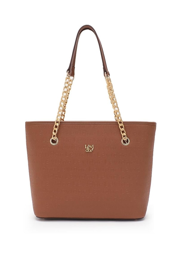 LevidorLevidor Taba Monogram Baskılı Zincir Askılı Tote Çanta