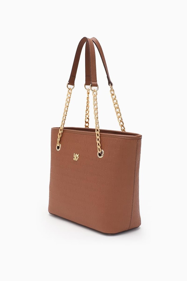 LevidorLevidor Taba Monogram Baskılı Zincir Askılı Tote Çanta