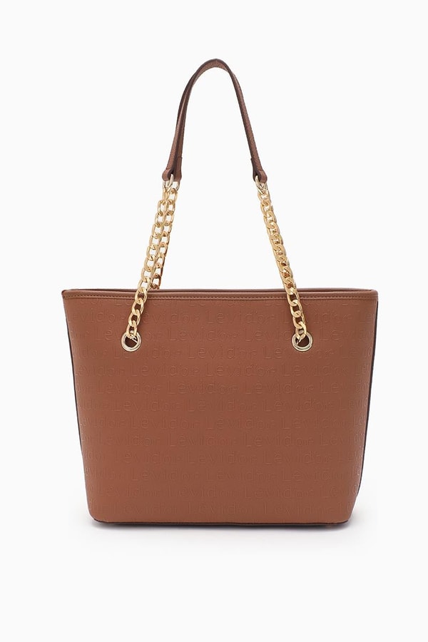 LevidorLevidor Taba Monogram Baskılı Zincir Askılı Tote Çanta
