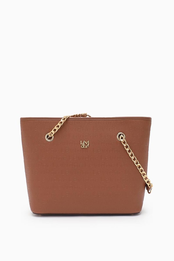 LevidorLevidor Taba Monogram Baskılı Zincir Askılı Tote Çanta