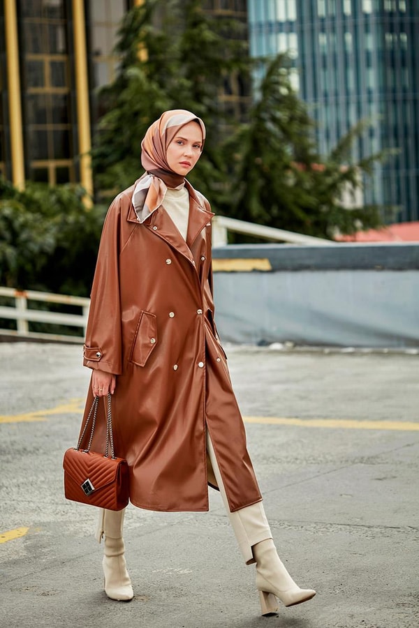 LevidorLevidor Taba Oversize Suni Deri Trençkot