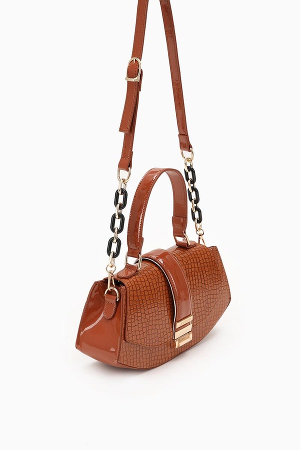 LevidorLevidor Taba Yılan Deri Desenli El Çantası