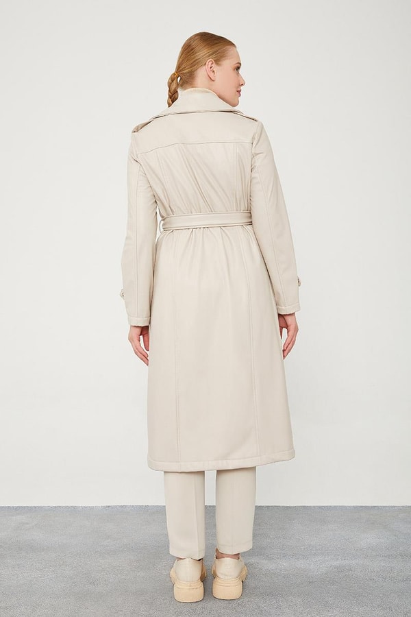 LevidorLevidor Taş Astarsız Zımba Detaylı Deri Trençkot