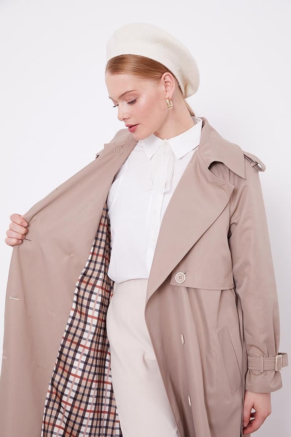 LevidorLevidor Taş Ekose Astarlı Trençkot