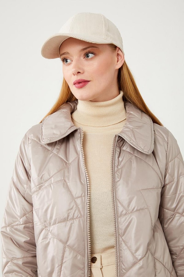 LevidorLevidor Taş Geniş Yaka Kapitone Mont