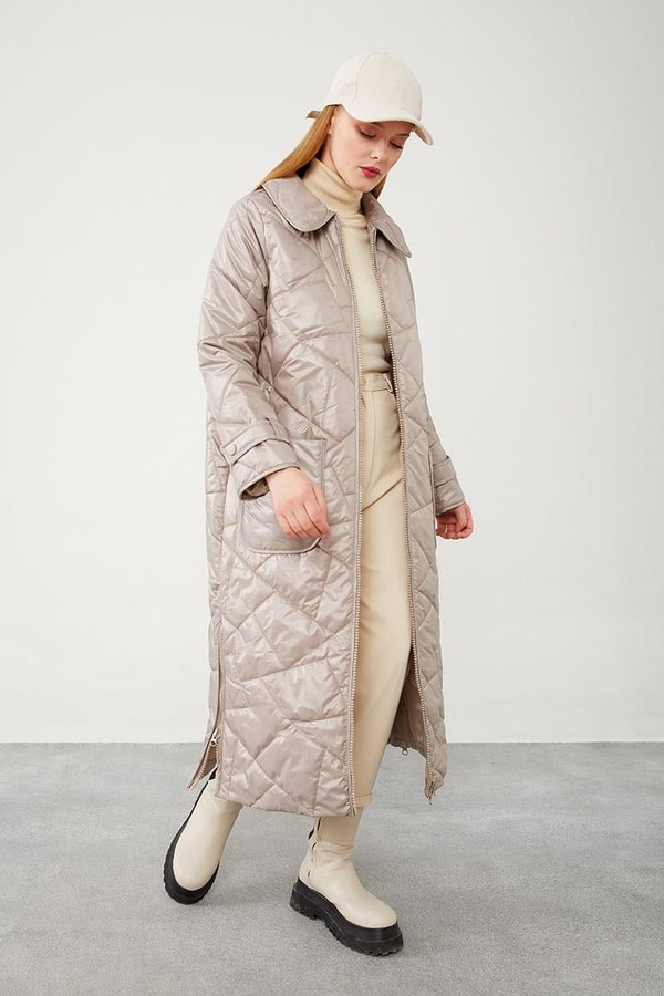 LevidorLevidor Taş Geniş Yaka Kapitone Mont