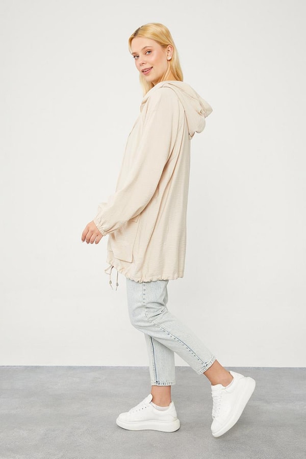 LevidorLevidor Taş Kapüşonlu Tril Kumaş Kap