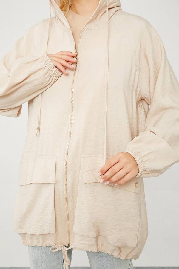 LevidorLevidor Taş Kapüşonlu Tril Kumaş Kap