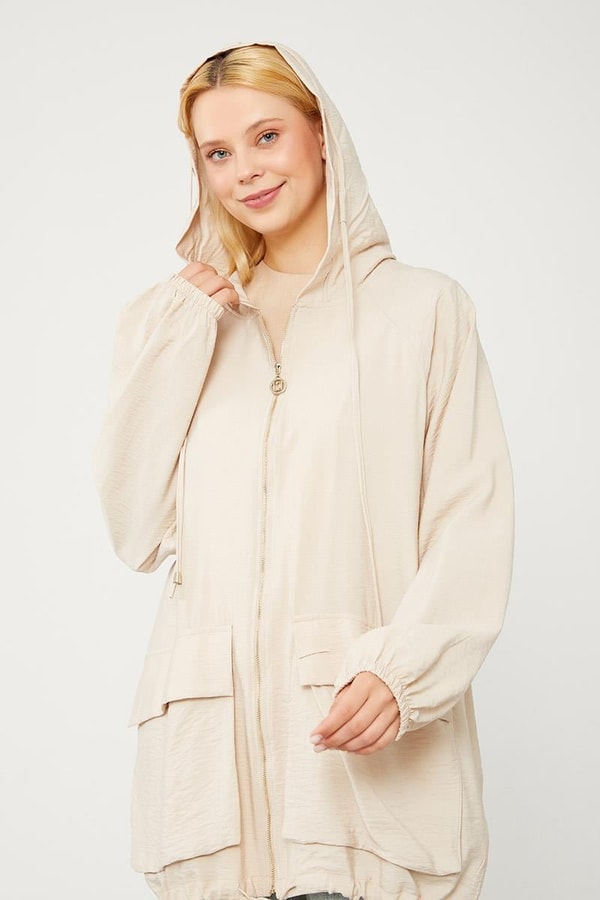 LevidorLevidor Taş Kapüşonlu Tril Kumaş Kap