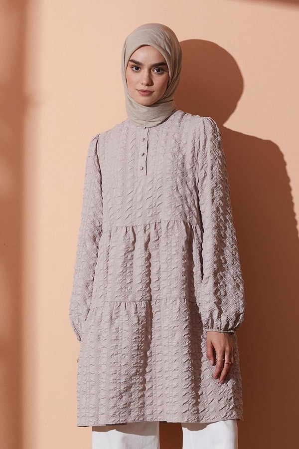 LevidorLevidor Taş Müslin Görünümlü Tunik