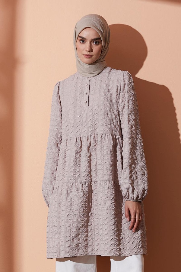 LevidorLevidor Taş Müslin Görünümlü Tunik