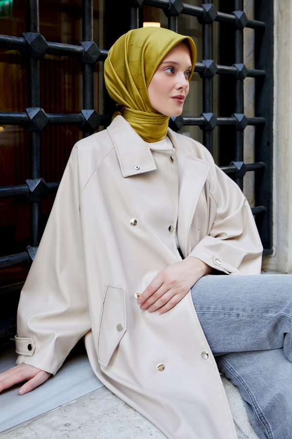 LevidorLevidor Taş Oversize Suni Deri Trençkot