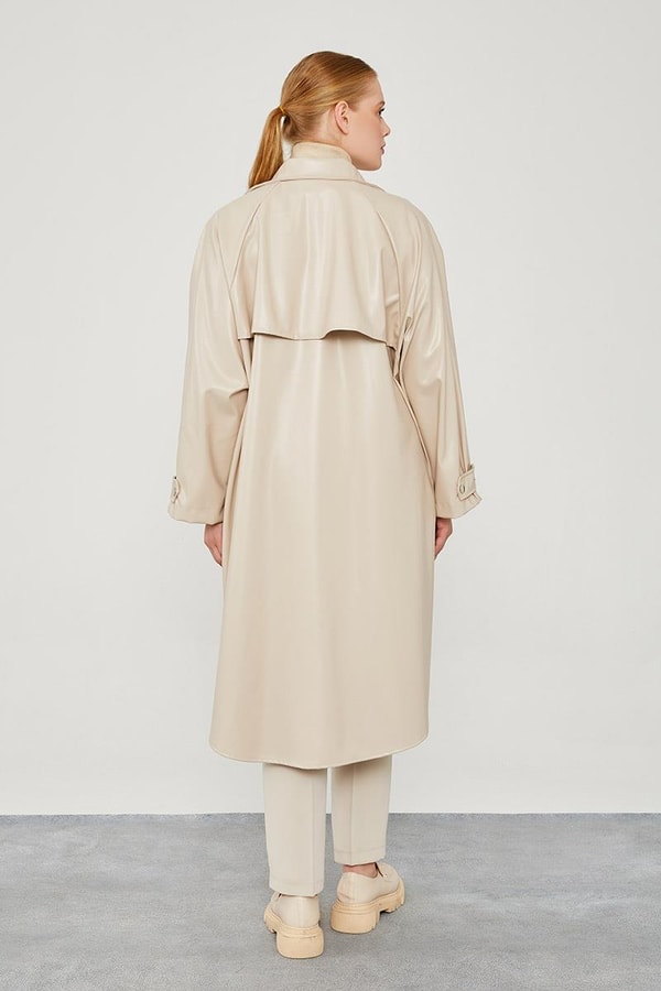 LevidorLevidor Taş Oversize Suni Deri Trençkot
