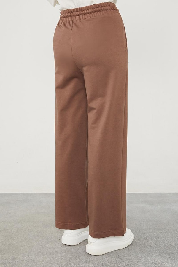 LevidorLevidor Toprak Beli Lastikli Kuşgözü Detaylı Pantolon