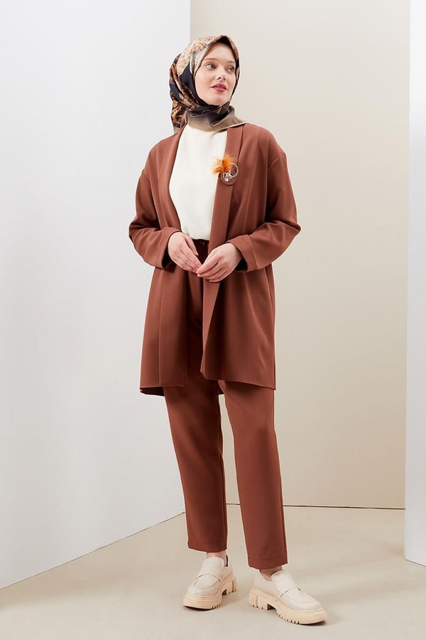 LevidorLevidor Toprak Broş Detaylı Tunik Takım