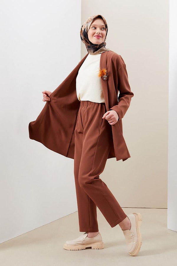 LevidorLevidor Toprak Broş Detaylı Tunik Takım