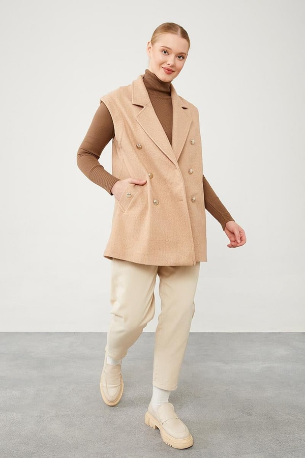 LevidorLevidor Toprak Düğme Kapamalı Yelek