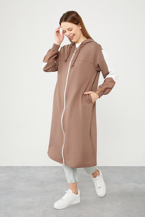 LevidorLevidor Toprak Kapuşonlu Fermuar Kapamalı Kap