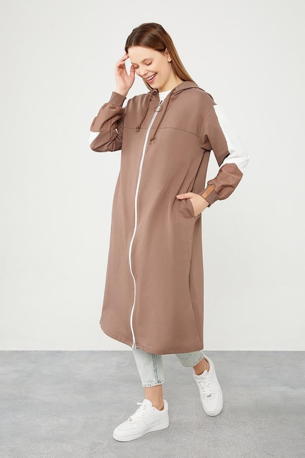 LevidorLevidor Toprak Kapuşonlu Fermuar Kapamalı Kap