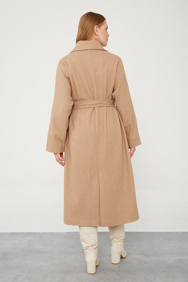 LevidorLevidor Toprak Kuşak Bağlamalı Kaşe Kaban