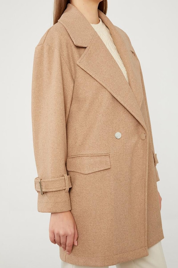 LevidorLevidor Toprak Tek Düğmeli Astarsız Kısa Kaşe Kaban