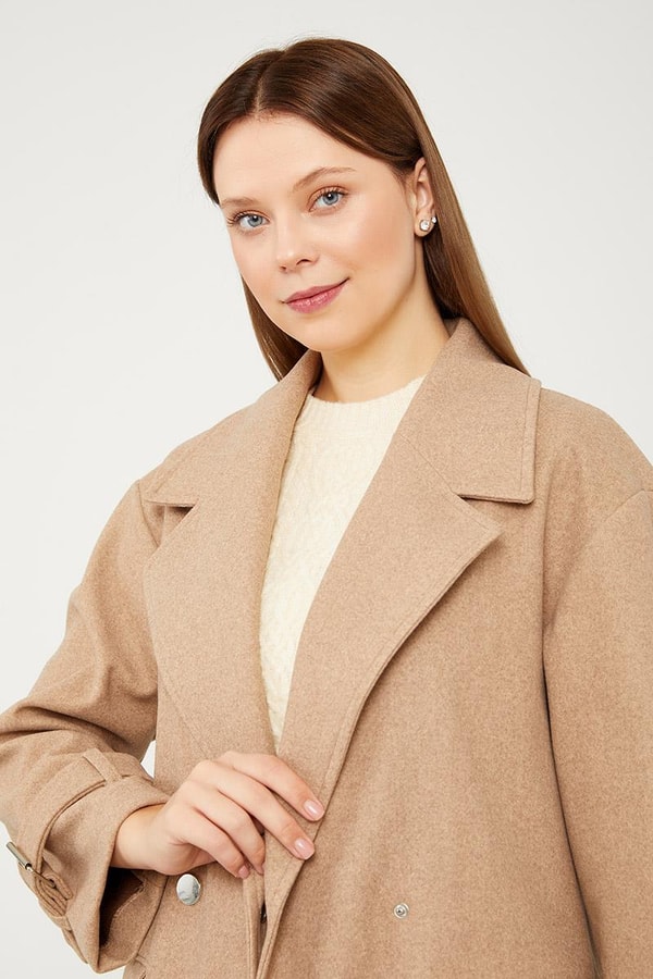 LevidorLevidor Toprak Tek Düğmeli Astarsız Kısa Kaşe Kaban