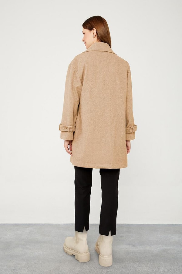 LevidorLevidor Toprak Tek Düğmeli Astarsız Kısa Kaşe Kaban