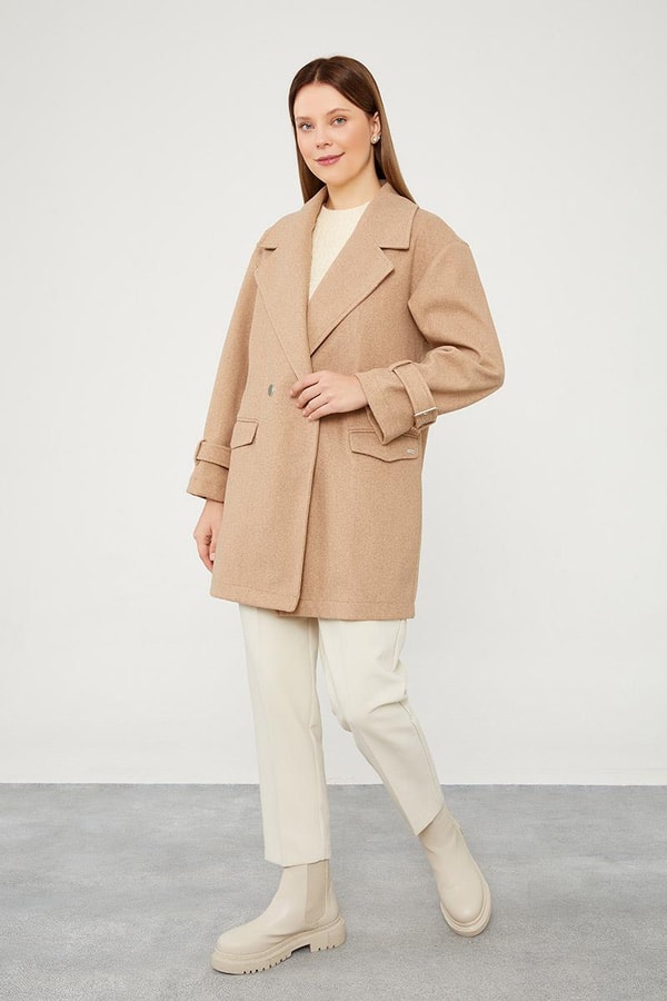 LevidorLevidor Toprak Tek Düğmeli Astarsız Kısa Kaşe Kaban