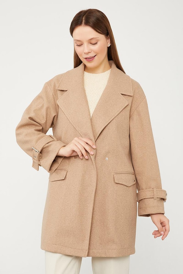 LevidorLevidor Toprak Tek Düğmeli Astarsız Kısa Kaşe Kaban