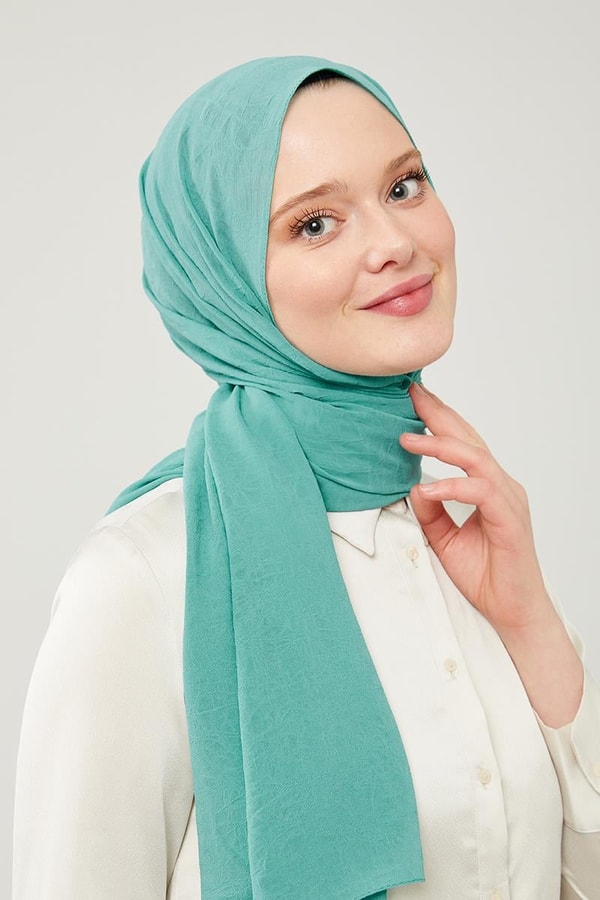 LevidorLevidor Turkuaz Düz Renk Frozen Krep Şal