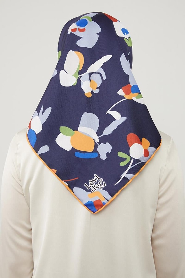 LevidorLevidor Turuncu Asimetrik Deseni Twill Eşarp