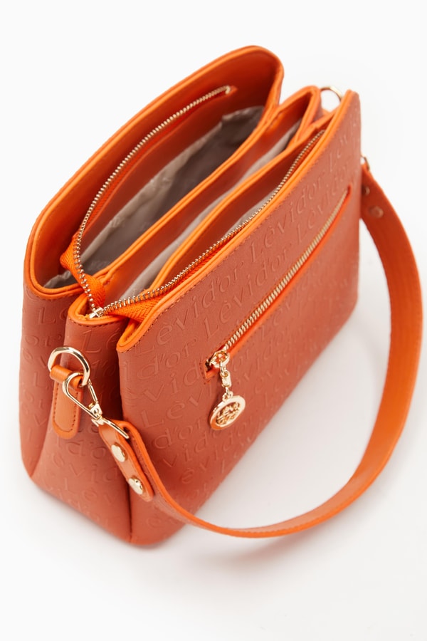 LevidorLevidor Turuncu Basıkılı El Çantası