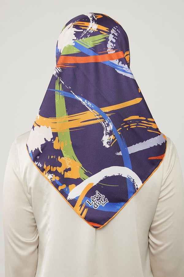 LevidorLevidor Turuncu Boya Desen Twill Eşarp