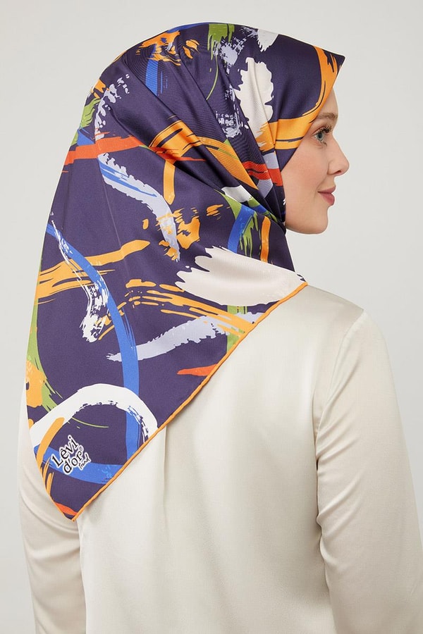 LevidorLevidor Turuncu Boya Desen Twill Eşarp