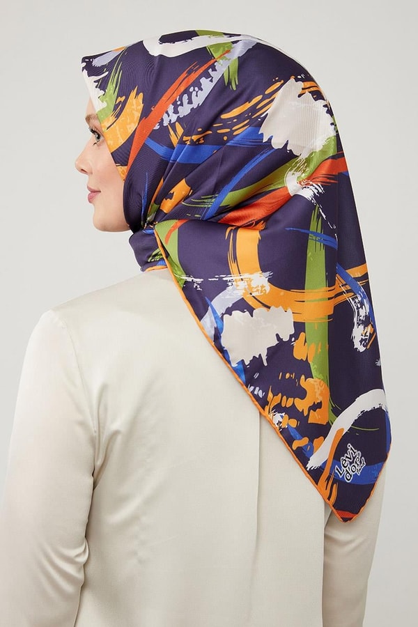 LevidorLevidor Turuncu Boya Desen Twill Eşarp