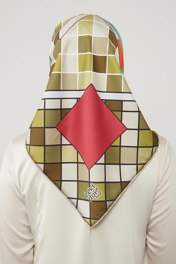 LevidorLevidor Turuncu Dama Desenlli Trend Twill Eşarp