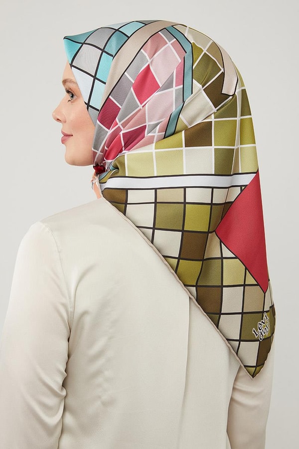 LevidorLevidor Turuncu Dama Desenlli Trend Twill Eşarp