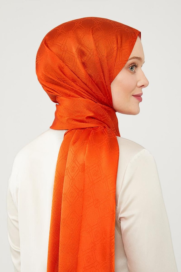 LevidorLevidor Turuncu Levidor Baskılı Jakarlı Elegance Şal