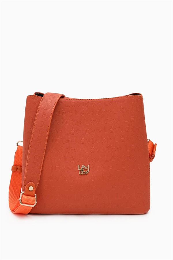LevidorLevidor Turuncu Monogram Baskılı Omuz Çantası