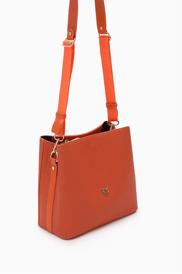 LevidorLevidor Turuncu Monogram Baskılı Omuz Çantası