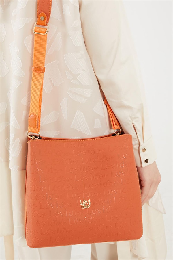 LevidorLevidor Turuncu Monogram Baskılı Omuz Çantası