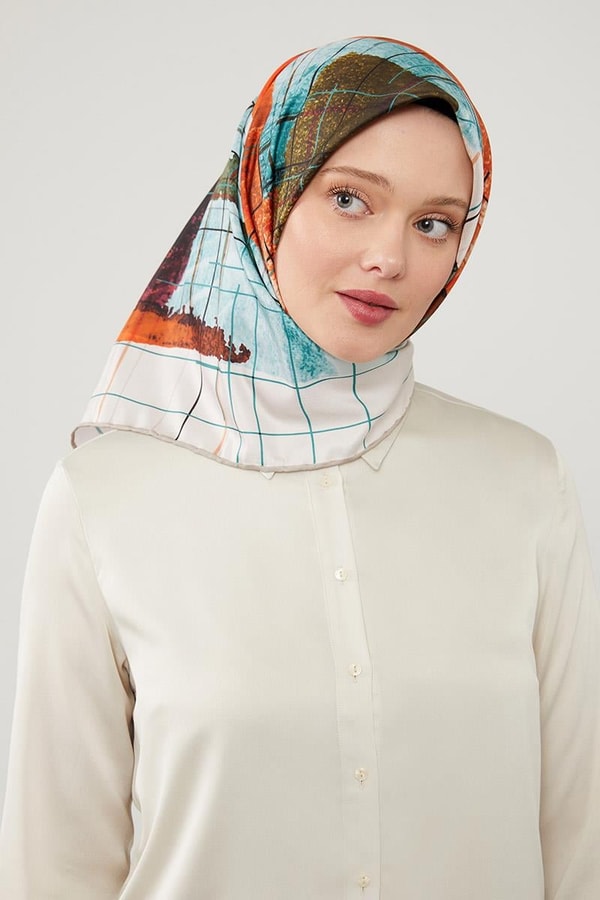 LevidorLevidor Vizon Geometrik Çizgili Twill Eşarp